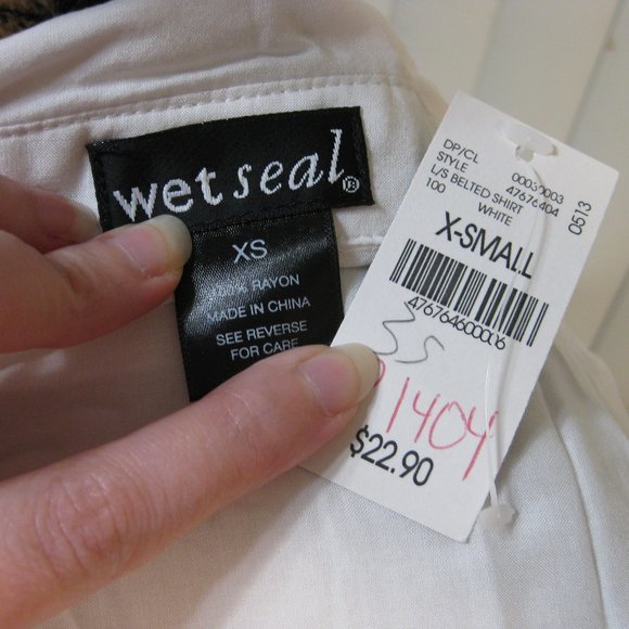 NWT Wet Seal white belted button up shirt top XS extra small - Picture 6 of 6